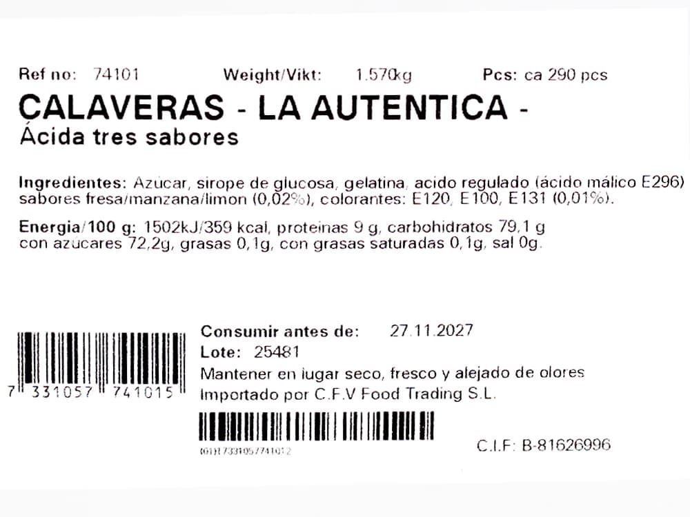 CFV Calaveras Ácidas 290 uds