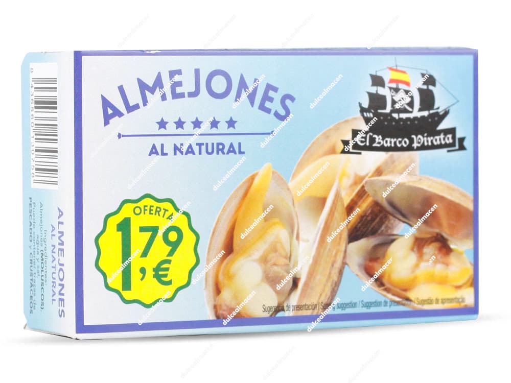 Caja azul de Almejones al Natural El Barco Pirata en Dulcealmacen