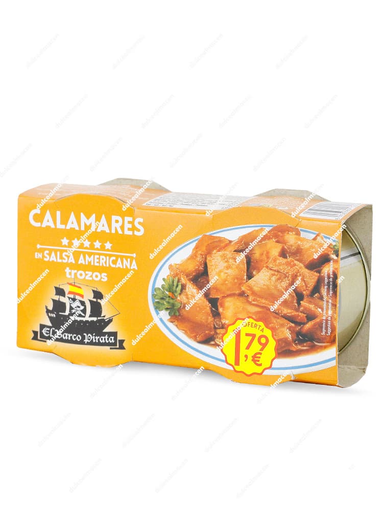 Pack de 2 latas de Calamar en Salsa Americana El Barco Pirata sin gluten en Dulcealmacen
