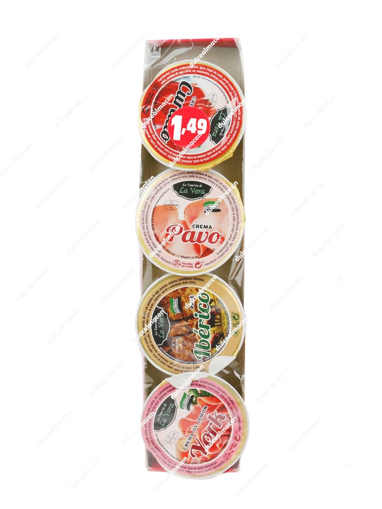 Pack de 4 tarrinas individuales de surtido de cremas para untar marca La Pastora de La Vera con precio de 1,49 euros en Dulcealmacen