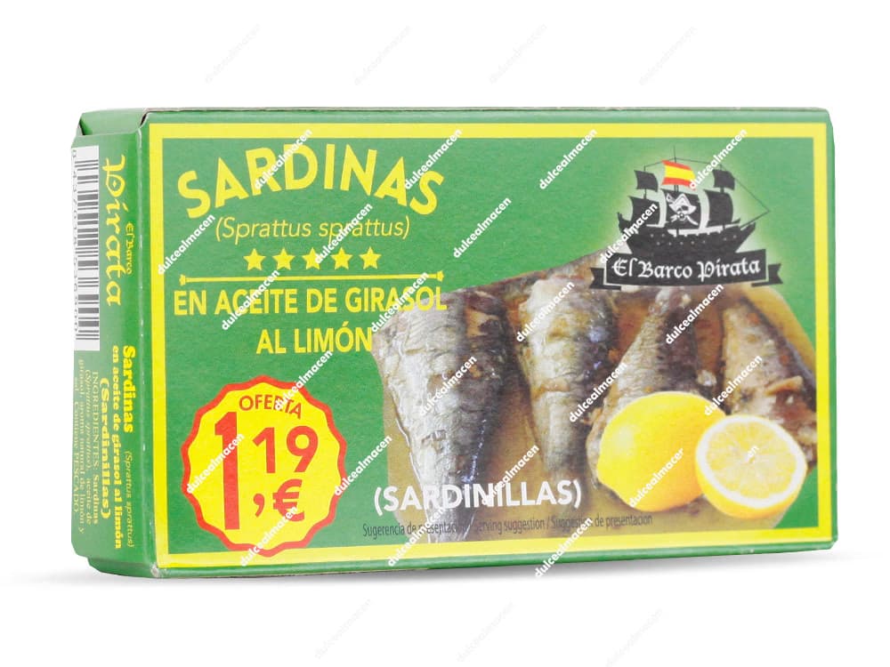 Lata de Sardinillas al Limón El Barco Pirata disponible en Dulcealmacen