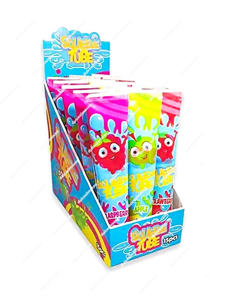 Squeeze tube 15 uds caja de caramelos liquidos en Dulcealmacen