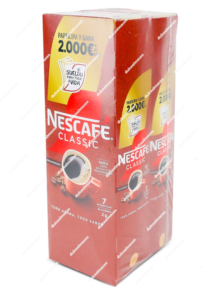 Nescafe Classic Descafeinado 100 uds caja de sobres de cafe soluble en Dulcealmacen