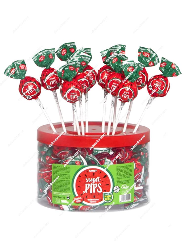 Cerdan Sweet Pips Sandía Mega Chupa Relleno de Chicle 45 uds