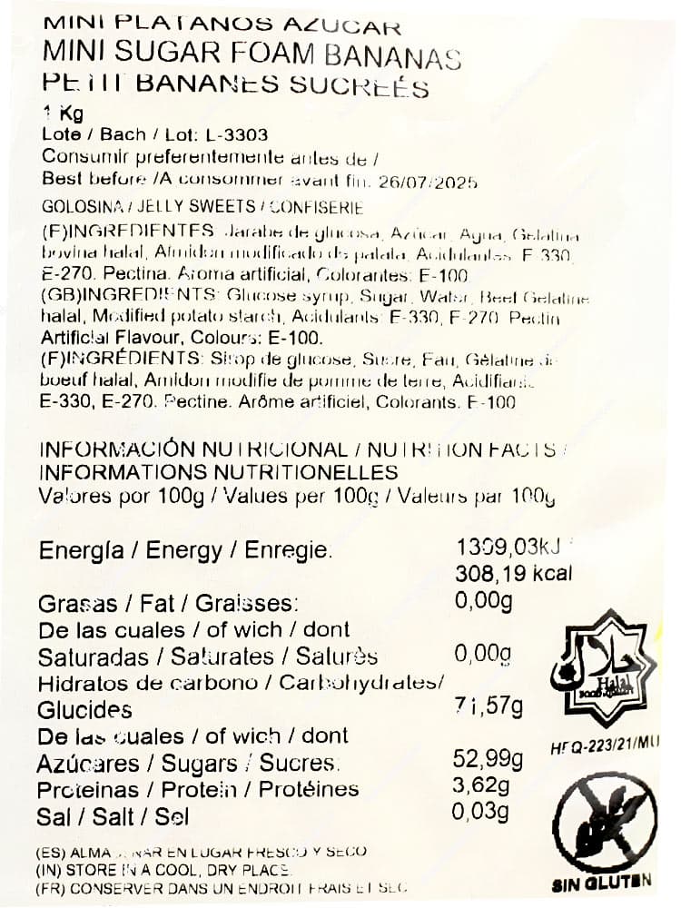 Dulceplus Mini Plátanos Azúcar 1 kg