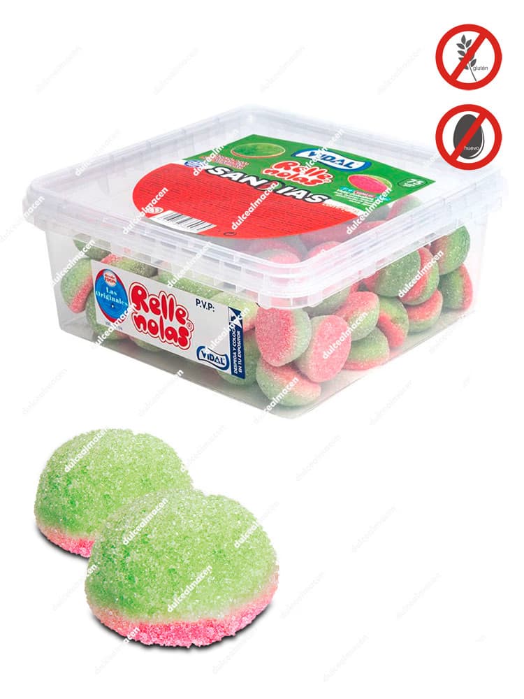 Estuche de gominolas Vidal Rellenolas Sandía Pica 75 uds sin gluten con azúcar pica de Dulcealmacen
