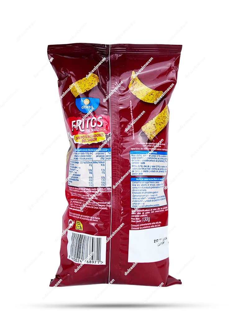 Alteza fritos BBQ 130gr, bolsa de patatas fritas sabor barbacoa de Dulcealmacen.