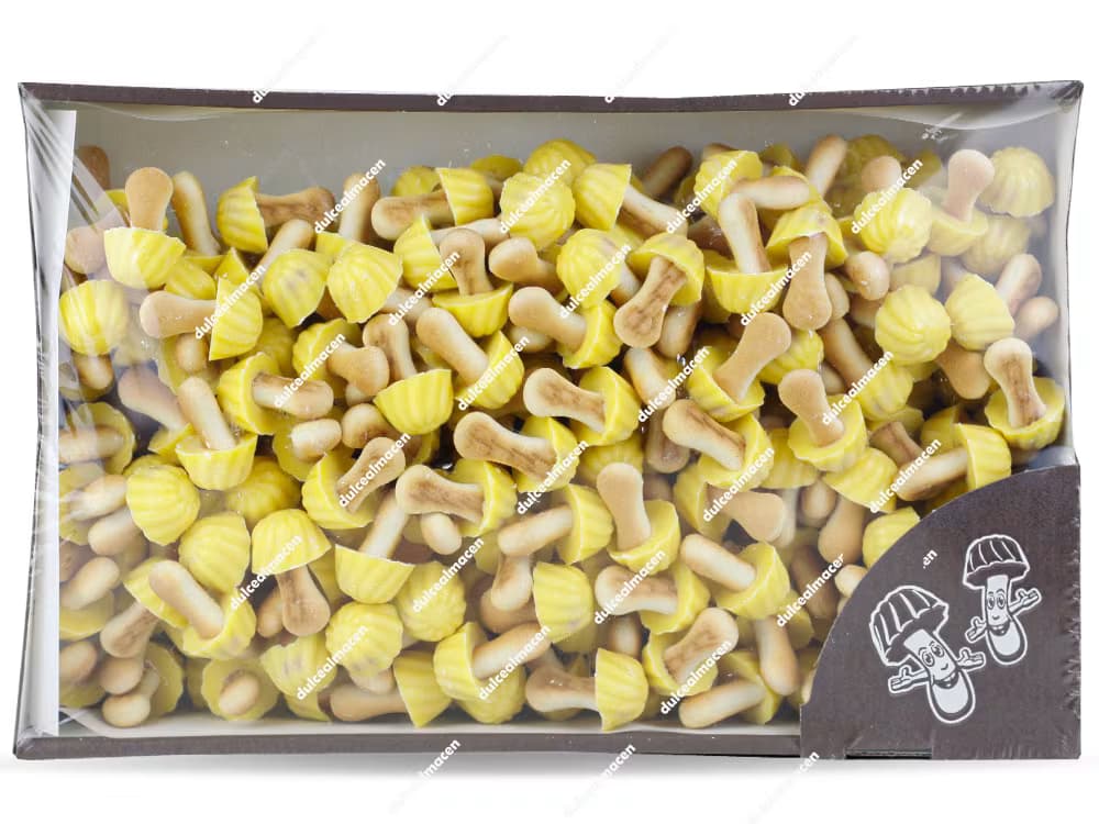 Caja de 1 Kg de Galletas Setas de Plátano con Chocolate, a granel, disponibles en Dulcealmacen