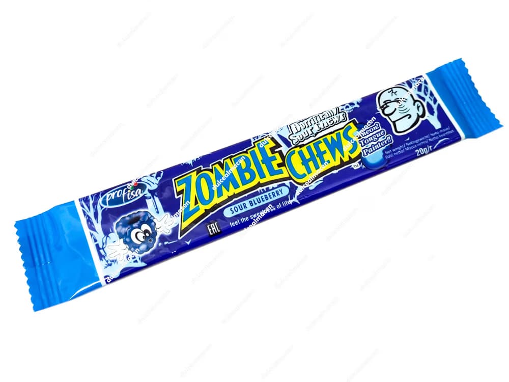 Chicle Ácido Zombie Fresa: Desafía a tus clientes con el sabor extremo de Profisa. Pack expositor de 24 unidades, ideal para vending y venta por impulso. Súper pica-pica garantizado.