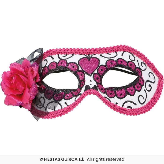Guirca Antifaz Día de los Muertos Rosa