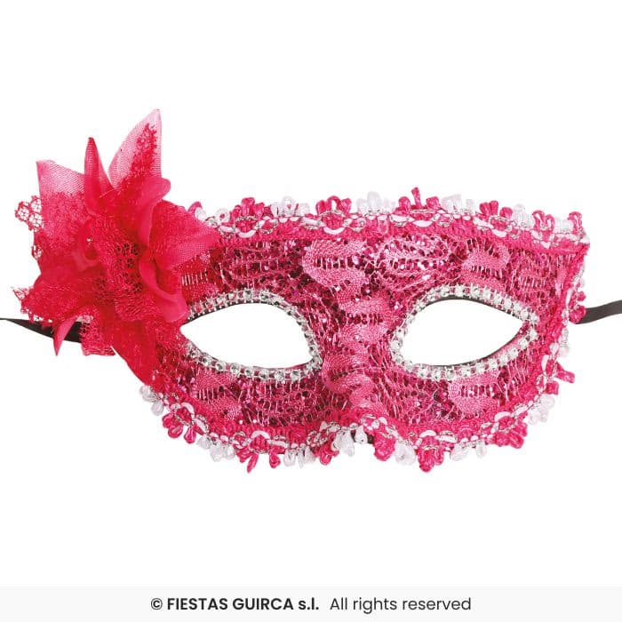 Guirca Antifaz Fucsia con Flor