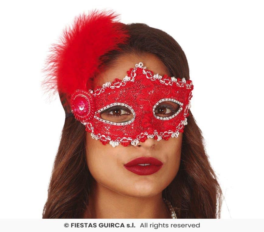 Guirca Antifaz Rojo con Pluma