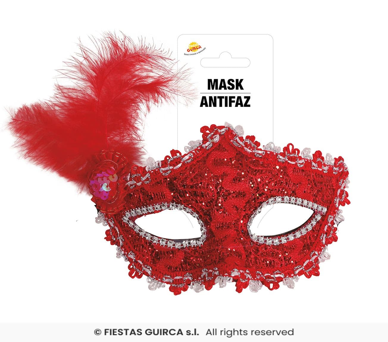 Guirca Antifaz Rojo con Pluma