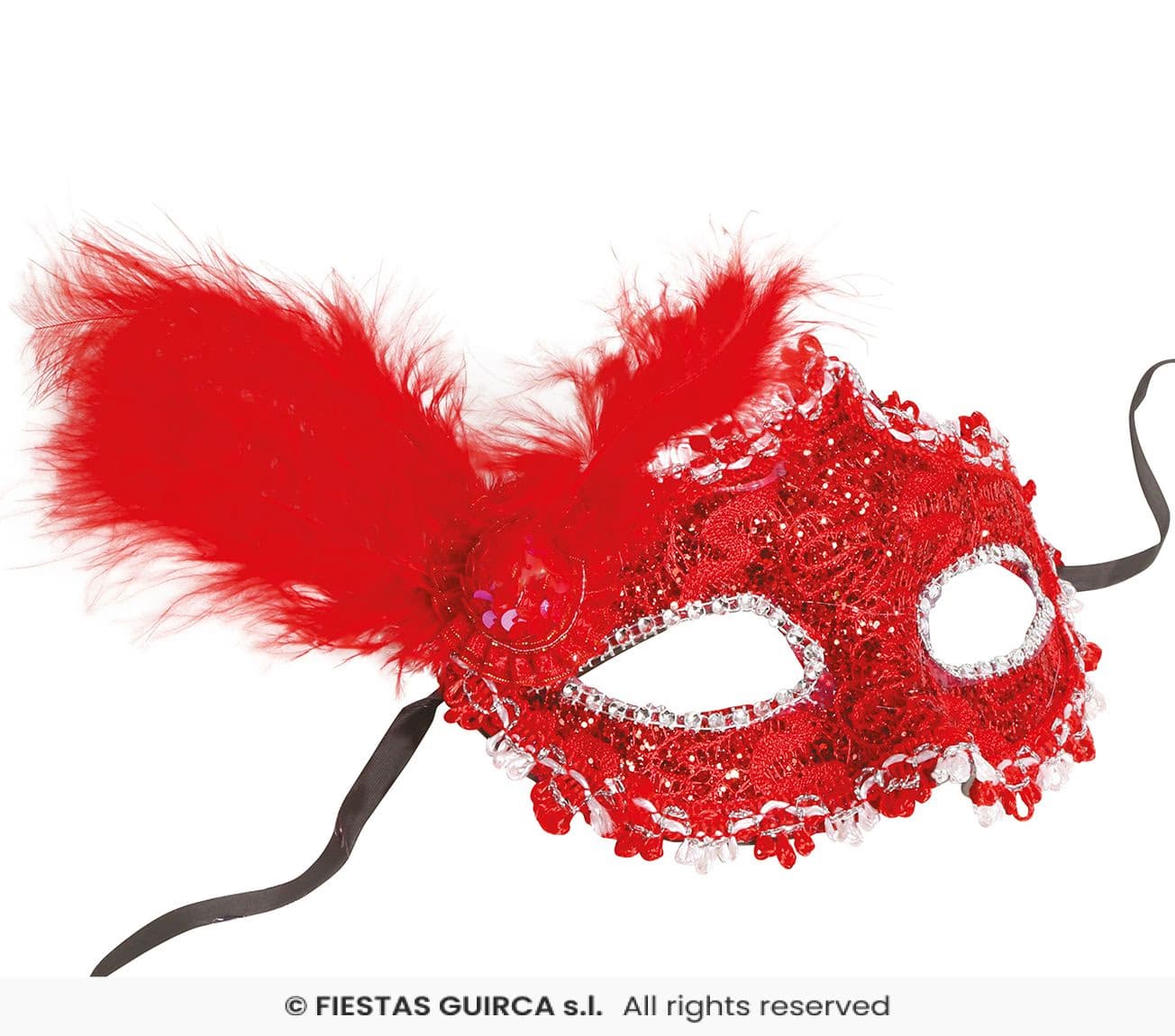 Guirca Antifaz Rojo con Pluma