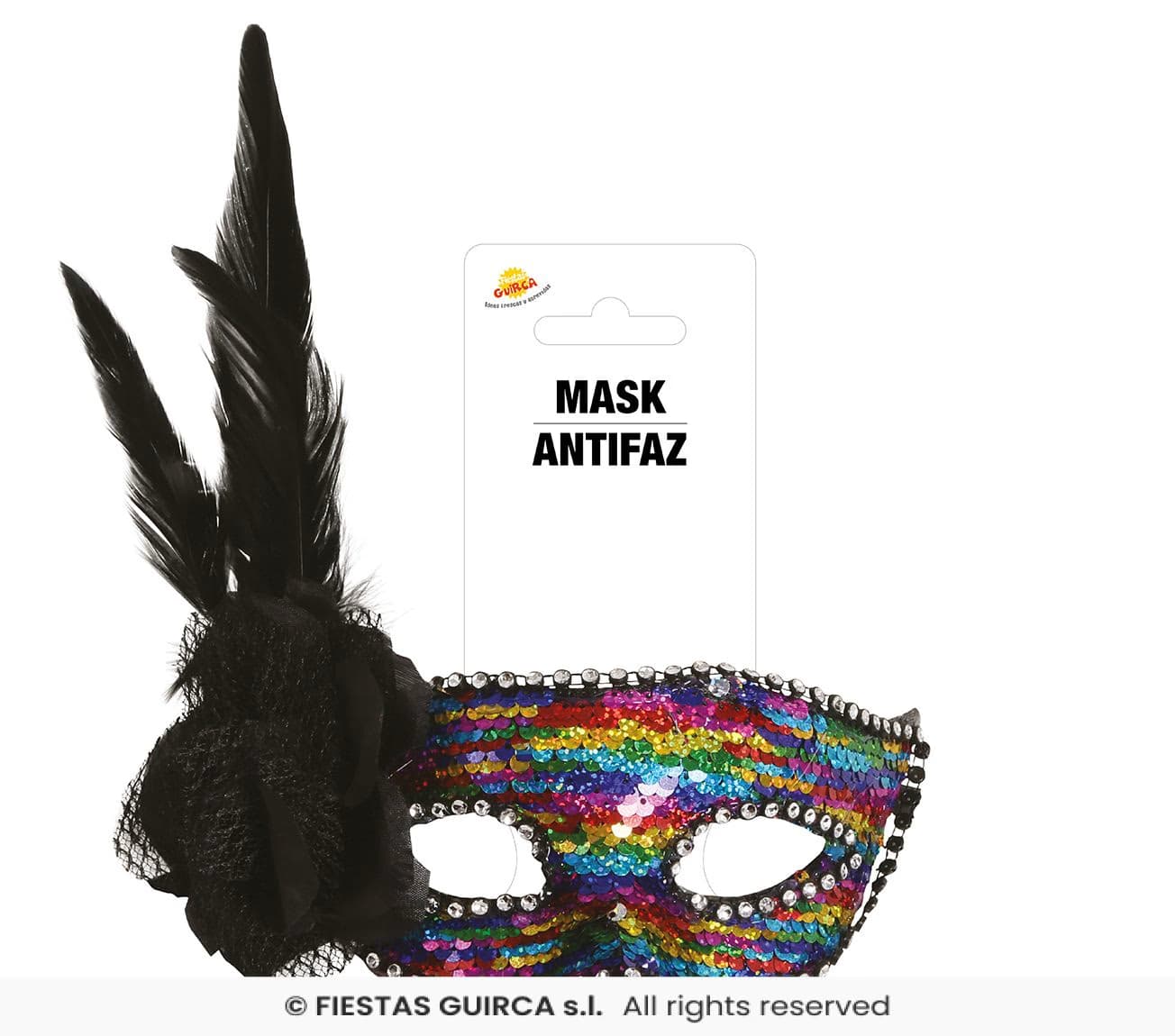 Guirca Antifaz Multicolor con Pluma