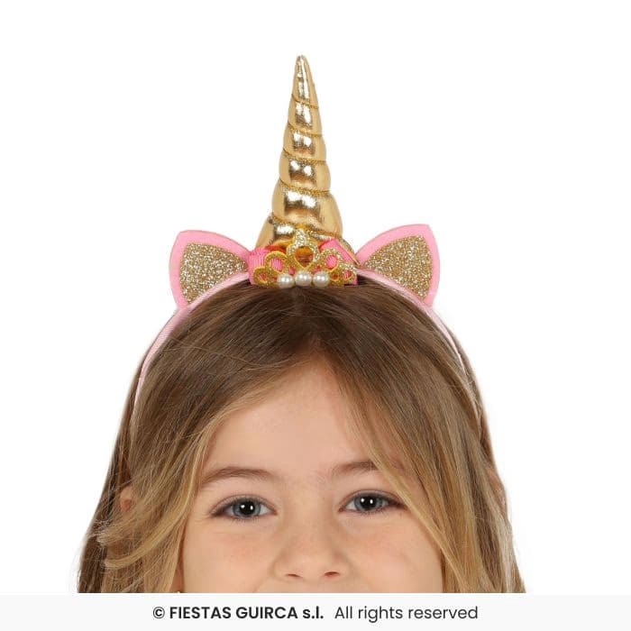 Diadema Unicornio Oro Infantil Guirca en Dulcealmacen