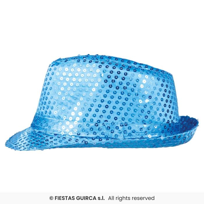 Gorro Gangster Lentejuelas Azul Cielo Fiestas Guirca en Dulcealmacen