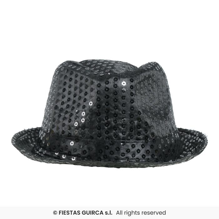 Gorro gangster lentejuelas negro Fiestas Guirca en Dulcealmacen