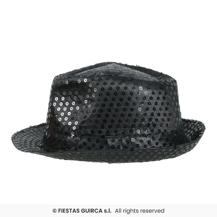 Gorro gangster lentejuelas negro Fiestas Guirca en Dulcealmacen