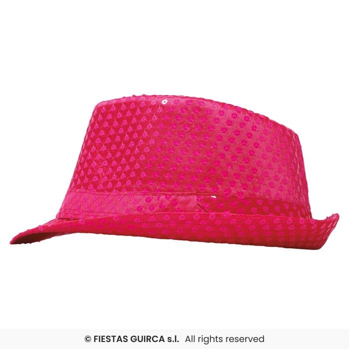 Gorro gánster lentejuelas rosa neón Guirca en Dulcealmacen