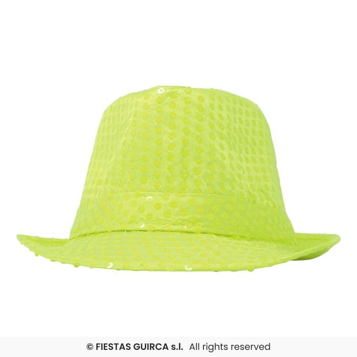Gorro gánster lentejuelas amarillo neón Guirca en Dulcealmacen
