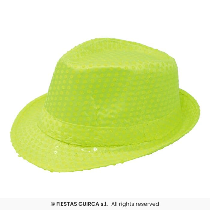 Gorro gánster lentejuelas amarillo neón Guirca en Dulcealmacen