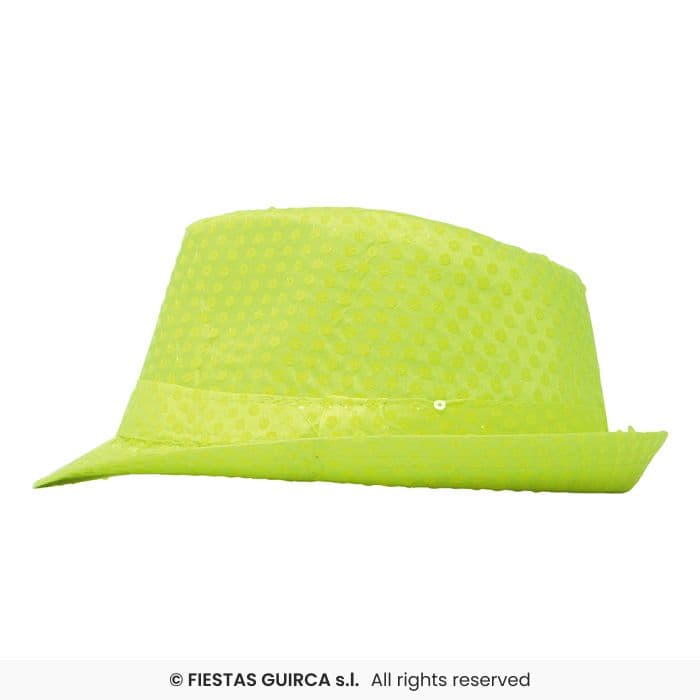 Gorro gánster lentejuelas amarillo neón Guirca en Dulcealmacen