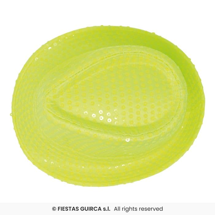 Gorro gánster lentejuelas amarillo neón Guirca en Dulcealmacen
