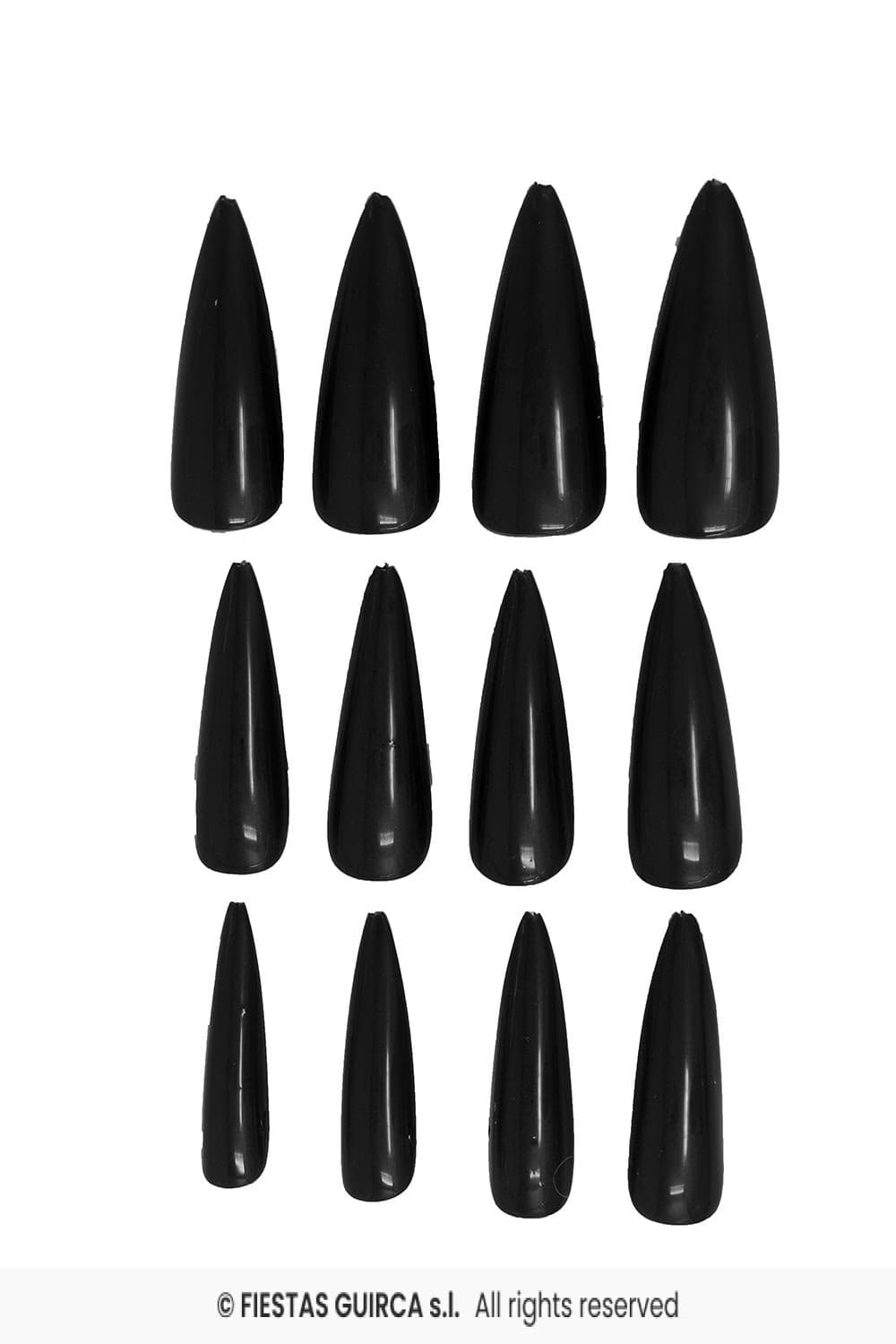 Guirca 10 Uñas Negras Con Adhesivo | Accesorio Disfraz