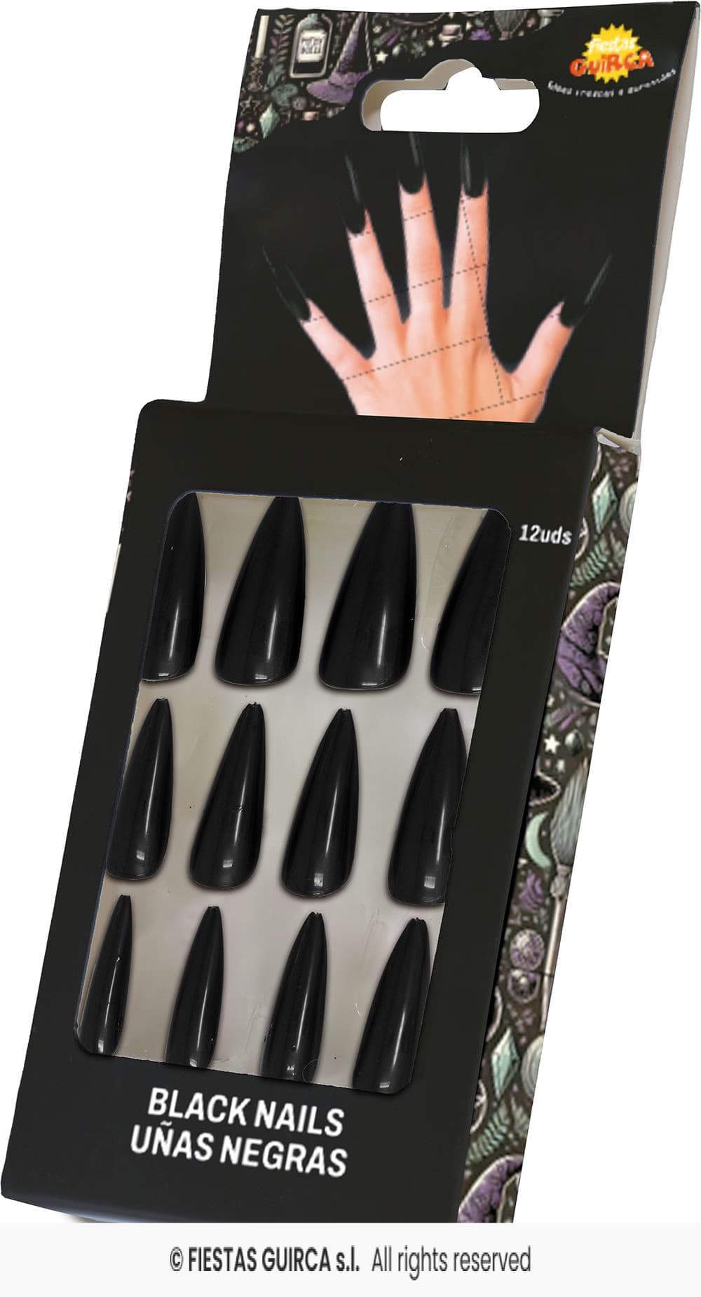 Guirca 12 Uñas Negras con Adhesivo