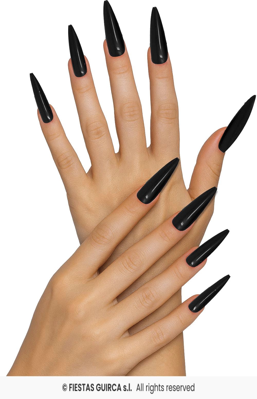 Guirca 10 Uñas Negras Con Adhesivo | Accesorio Disfraz