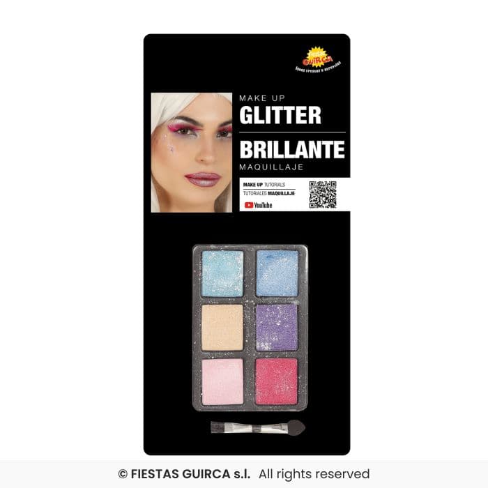 Set 6 Colores Sombra Con Glitter Con Pincel Guirca en Dulcealmacen