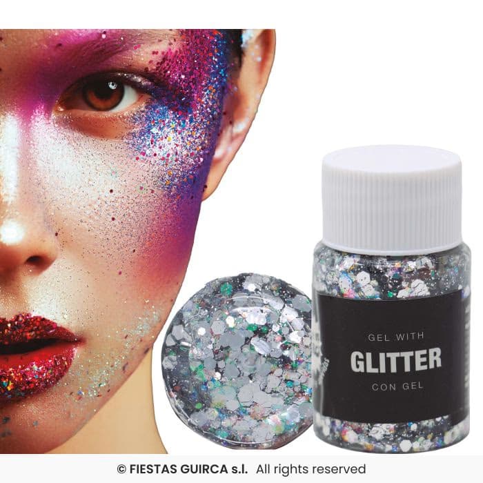 Bote Glitter En Gel Plata Guirca en Dulcealmacen