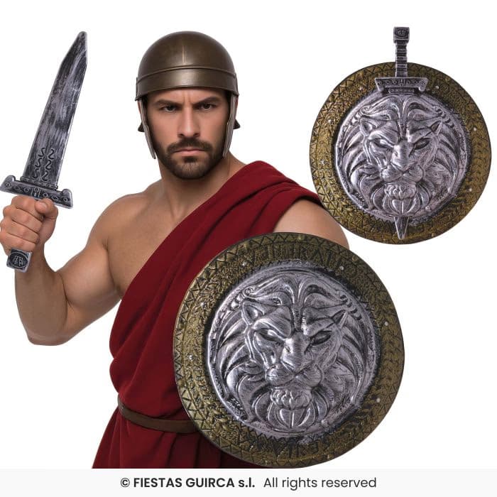 Escudo 44 Cm Con Espada 48 Cm León Guirca en Dulcealmacen