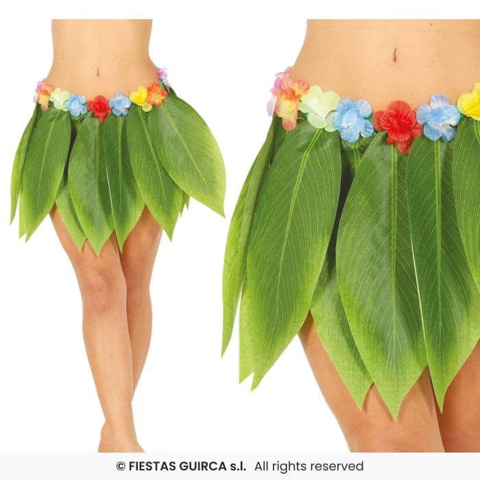 Falda Hawaiana Hojas 38 Cm en Dulcealmacen