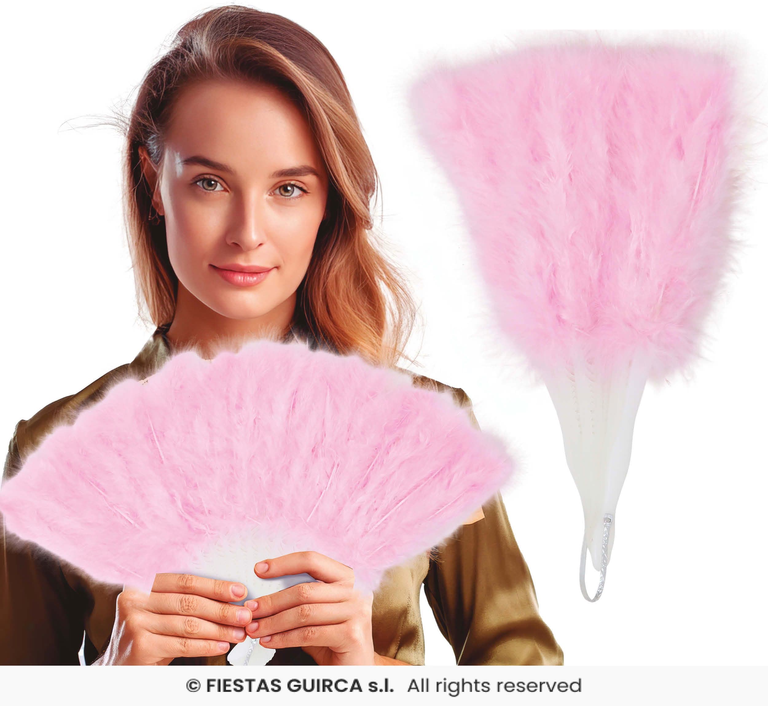 Guirca Abanico Plumas Rosa 16 Palas