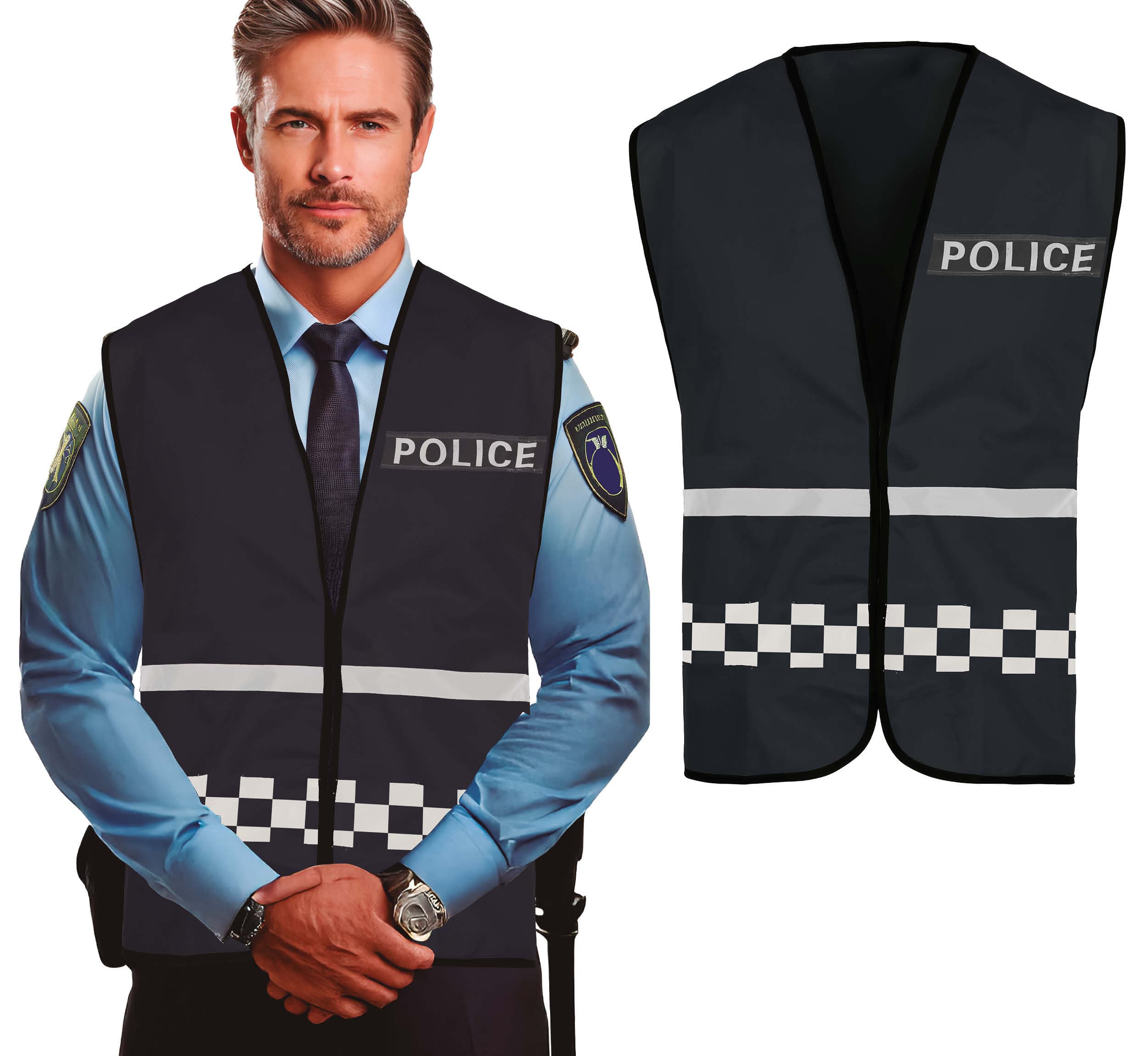 Chaleco de Policía Adulto Negro Guirca Talla Única