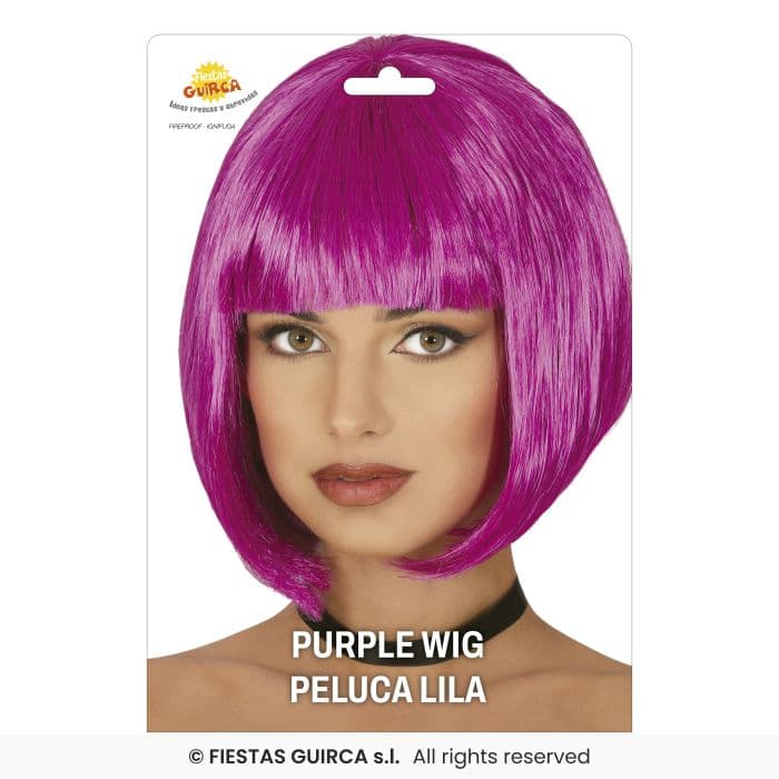 Peluca Media Melena Lila 100 Gr. Guirca en Dulcealmacen