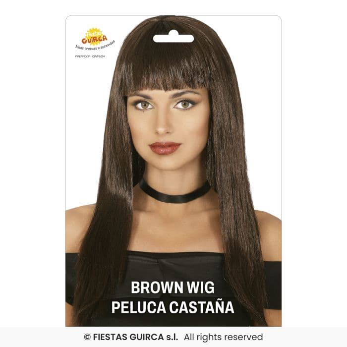 Peluca Melena Castaña 120 Gr. Guirca en Dulcealmacen