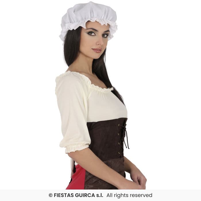 Guirca Gorro Sirvienta Adulto cofia blanca para disfraz en Dulcealmacen