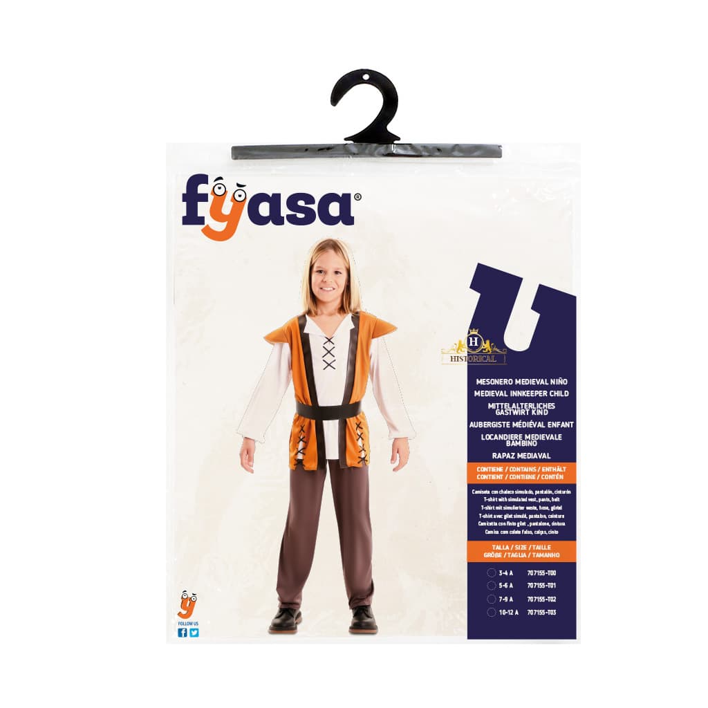Disfraz mesonero medieval infantil completo para ferias temáticas Dulcealmacen
