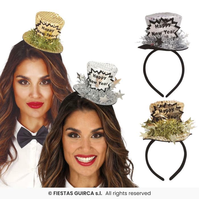 Diadema Chistera Happy New Year Guirca en Dulcealmacen
