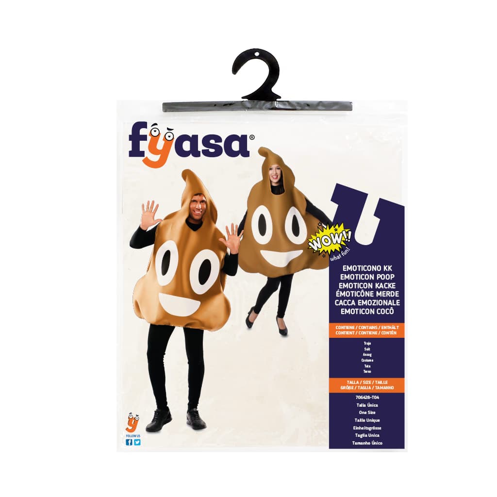 Disfraz de Emoticono Caca para adulto unisex de Fyasa en color marrón con ojos y sonrisa blanca - Dulcealmacen