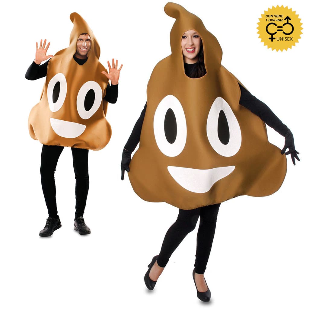 Disfraz de Emoticono Caca para adulto unisex de Fyasa en color marrón con ojos y sonrisa blanca - Dulcealmacen