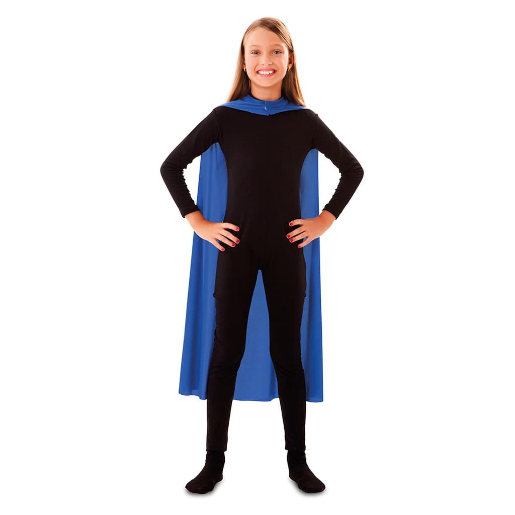 Niño con Capa Azul con Capucha de 90 cm de Fyasa, accesorio de color vibrante para disfraces infantiles - Dulcealmacen