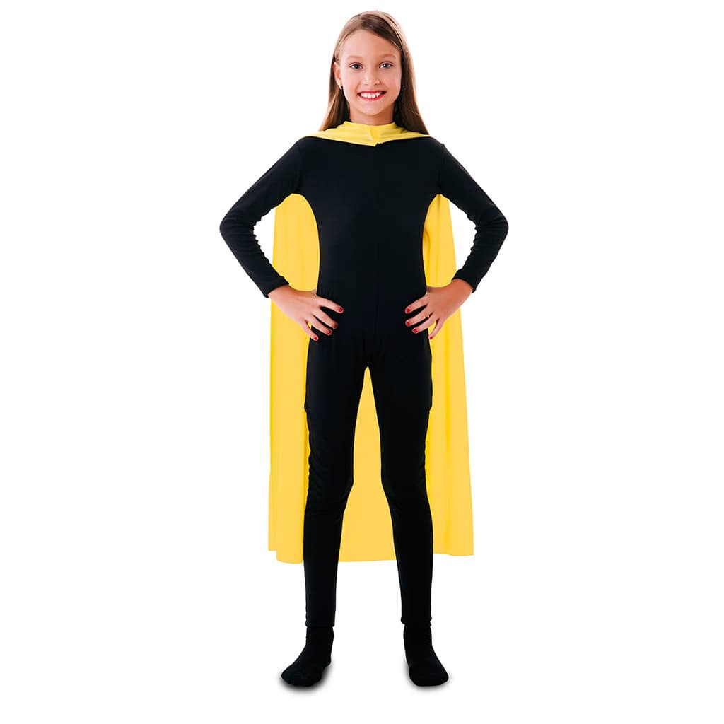 Niño con Capa Amarilla con Capucha de 90 cm de Fyasa, accesorio de color intenso para disfraces infantiles - Dulcealmacen