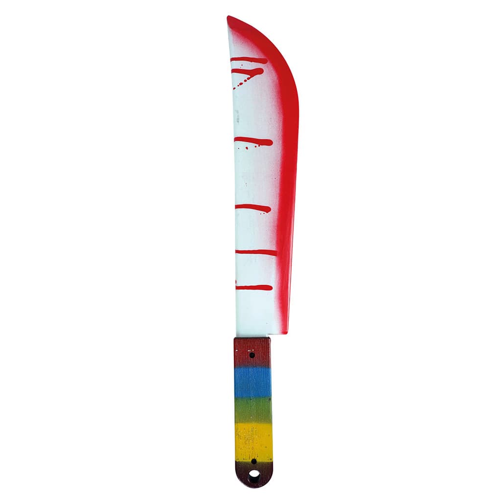 Cuchillo de Payaso Diabólico Sangriento Fyasa con hoja metálica salpicada de sangre y mango oscuro - Dulcealmacen