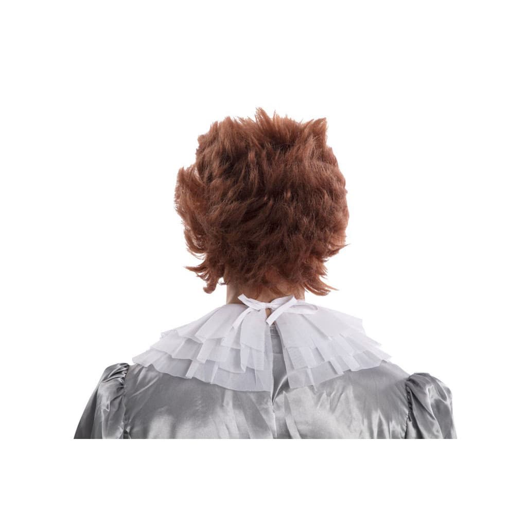 Máscara de Payaso Diabólico IT con Peluca de Látex Fyasa con maquillaje blanco agrietado, nariz roja y pelo naranja moldeado - Dulcealmacen