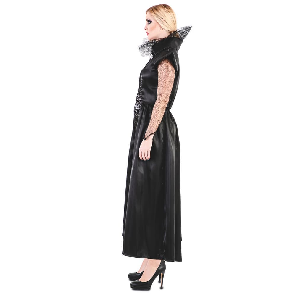 Disfraz reina oscura medieval de mujer de la marca Fyasa en color negro con detalles plateados