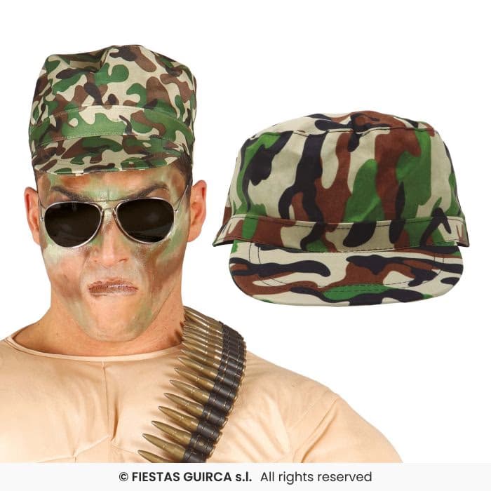 Guirca gorra militar con estampado de camuflaje para disfraz en Dulcealmacen
